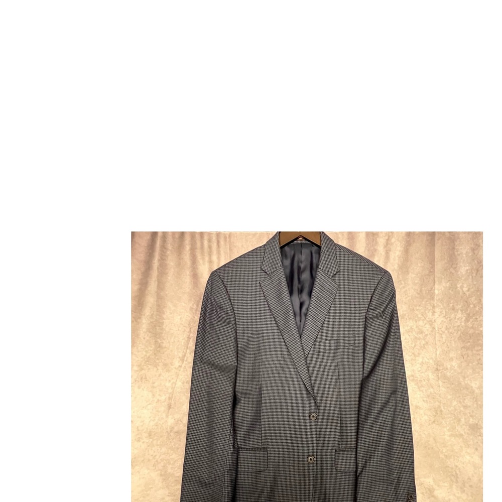 Peter Millar Sport Coat Mens 42T Blue Gray Excellent Wool Houndstooth Blazer